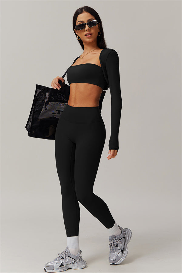 The Essence 3-Piece Top & Leggings Set Black