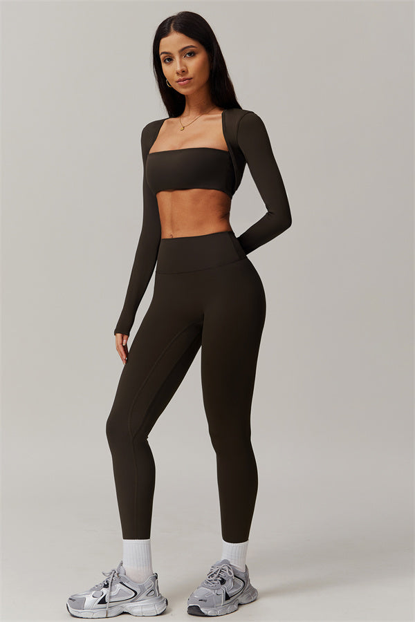 The Essence 3-Piece Top & Leggings Set Bistre