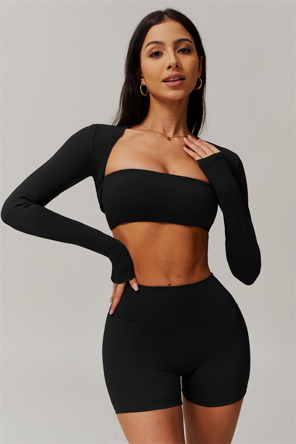 The Essence 3-Piece Top & Shorts Set Black