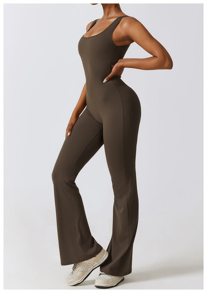 Scrunch V Back Flared Jumpsuit