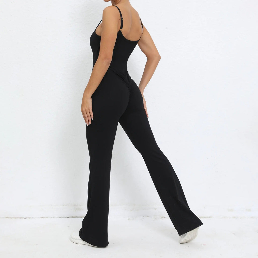 Essential Strappy Flared Jumpsuit Black