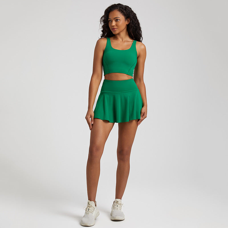 Tennis Crop Top & Skort Set Green