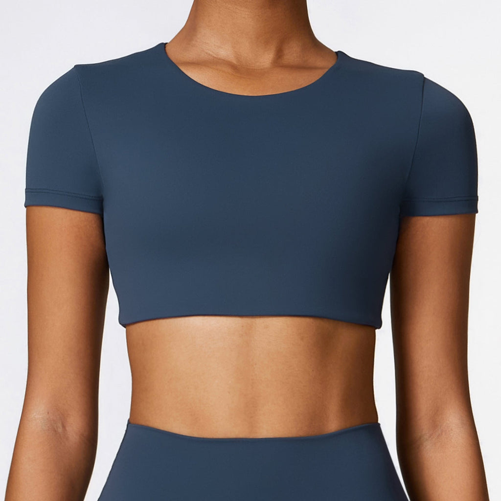 Butter T-Sleeve Crop Top Navy