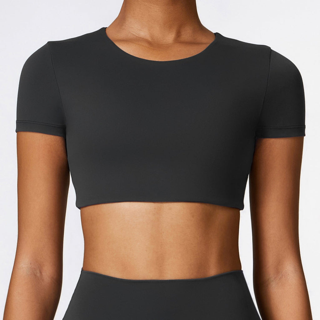 Butter T-Sleeve Crop Top Black