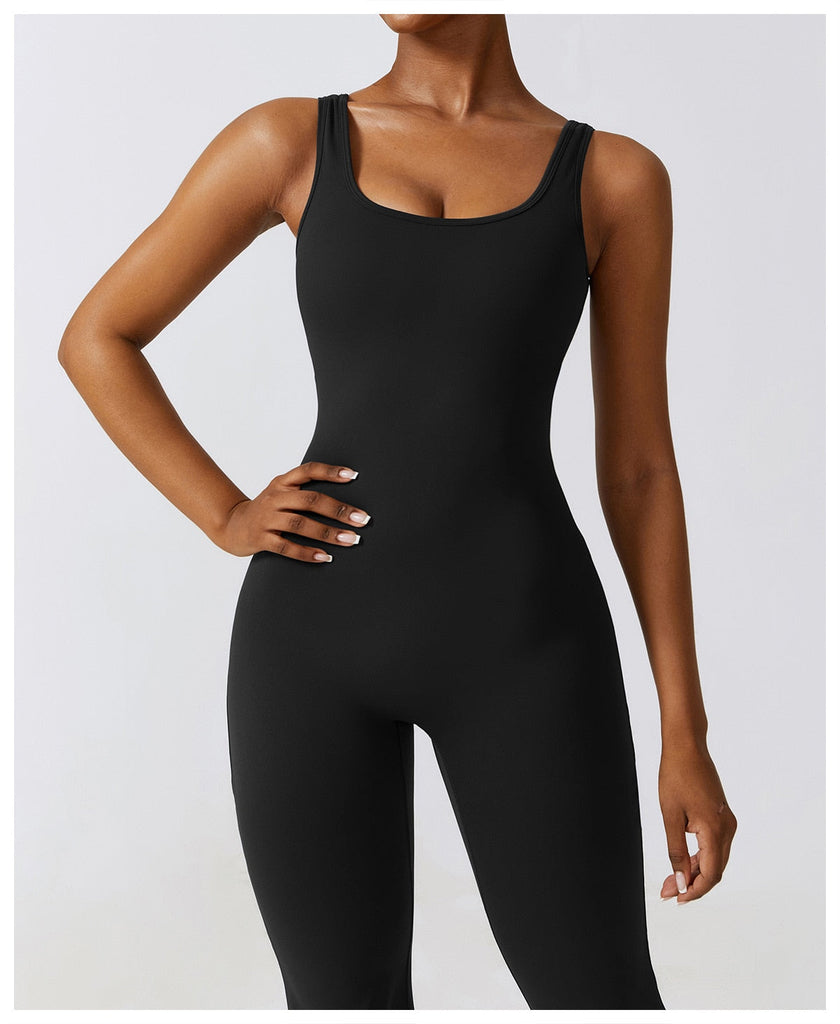 Scrunch V Back Flared Jumpsuit