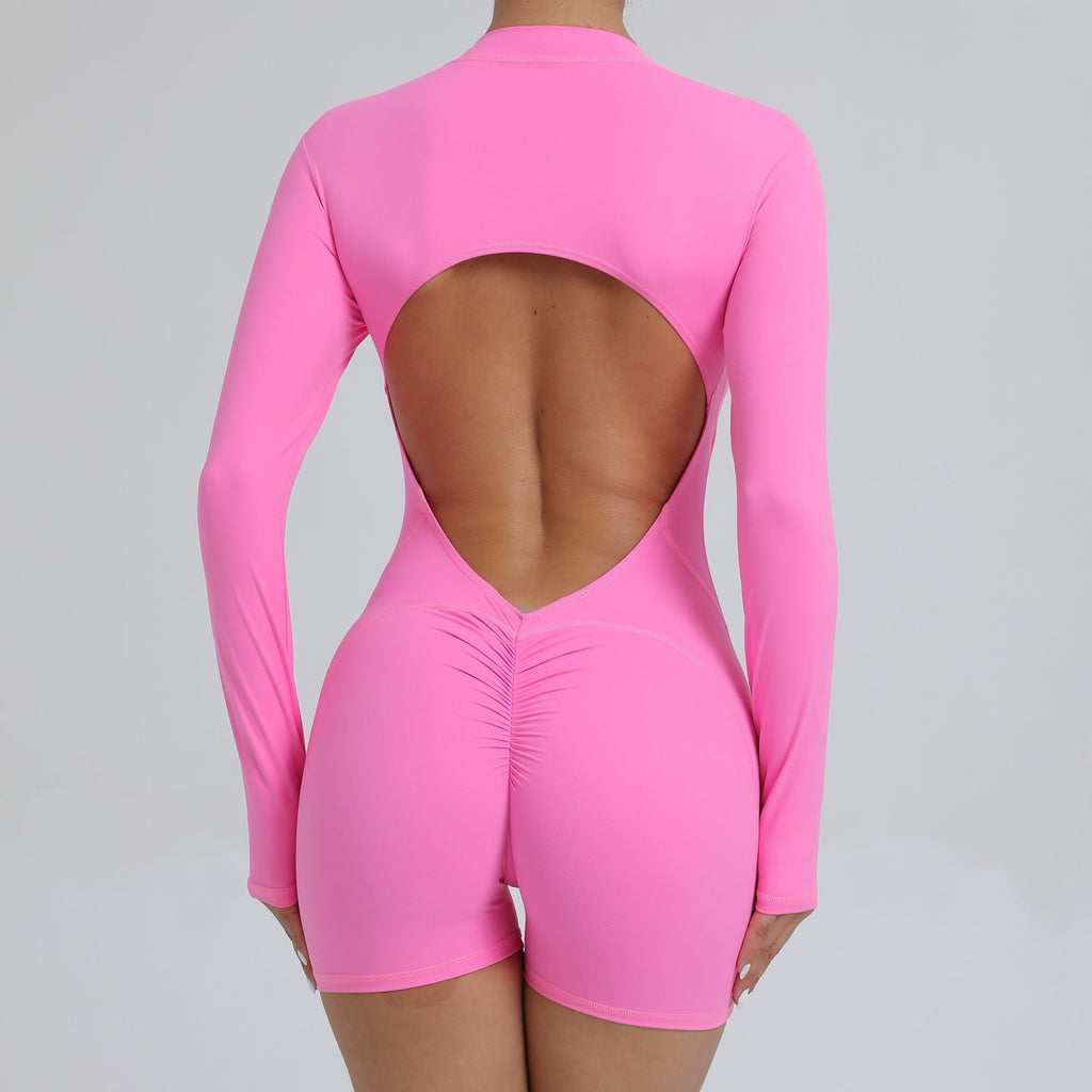 Essential Open Back Scrunch Romper Pink