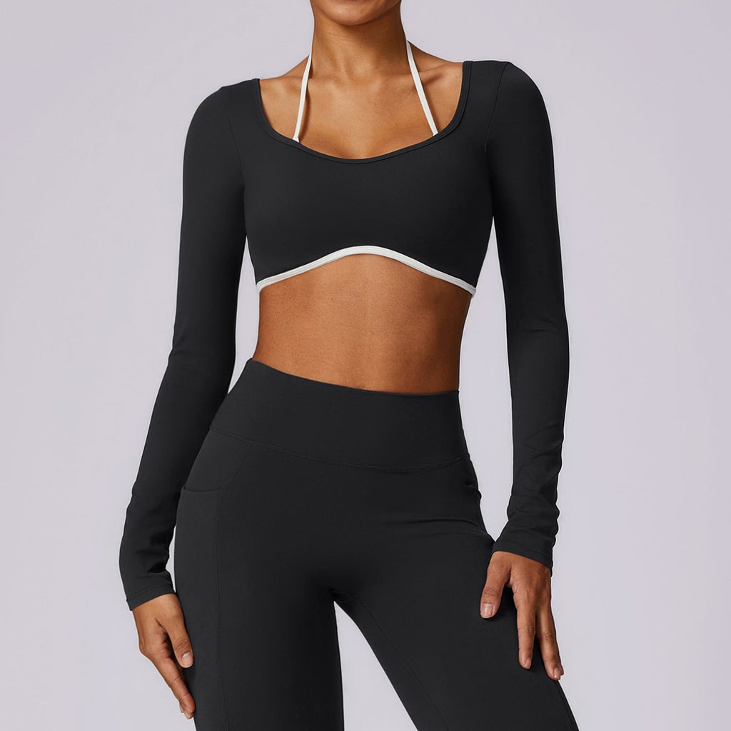 Noelle Contrast Longsleeve Top Black