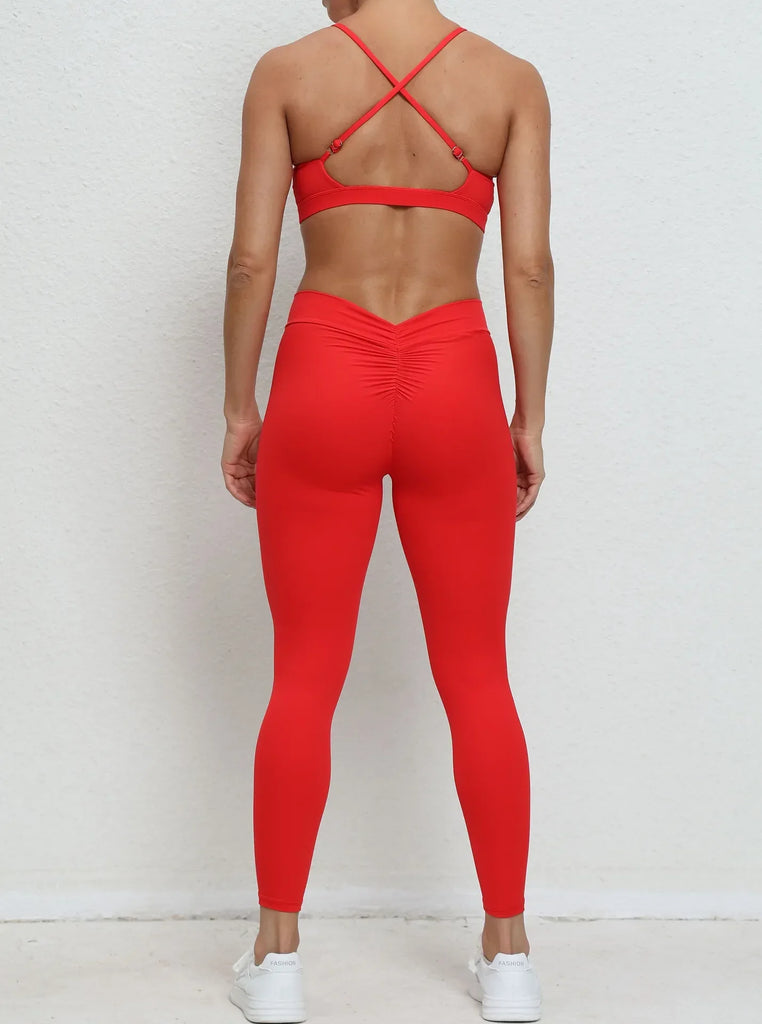 Nixi Cross Bra & Leggings Set Red