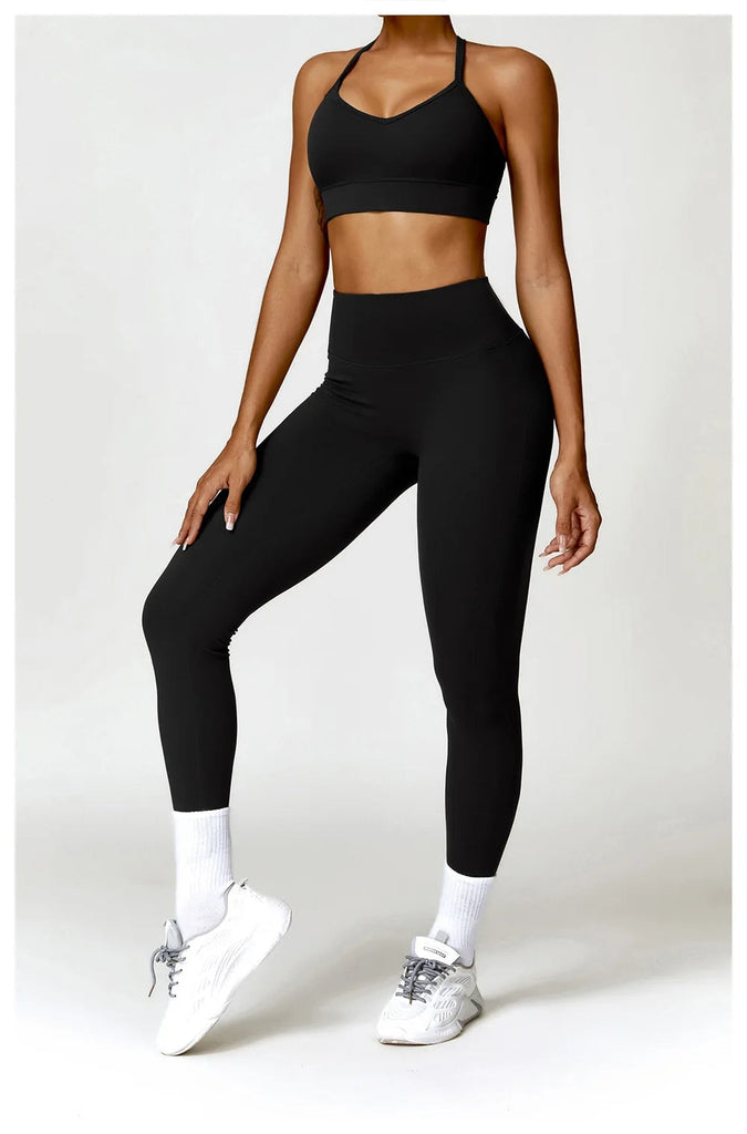 Rachel Cross Bra & Legging Set Black