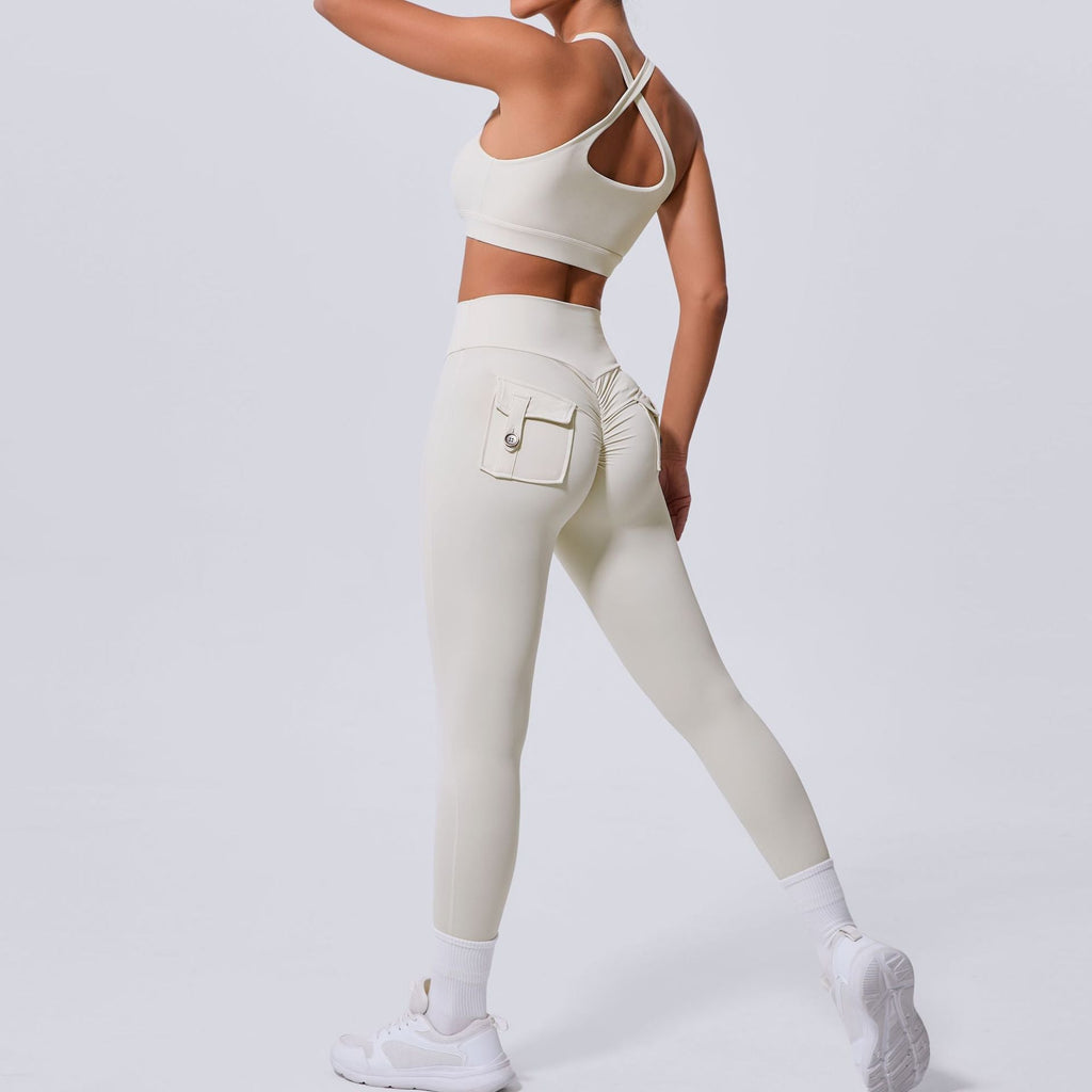 Alisha Bra Top & Leggings Set Ivory