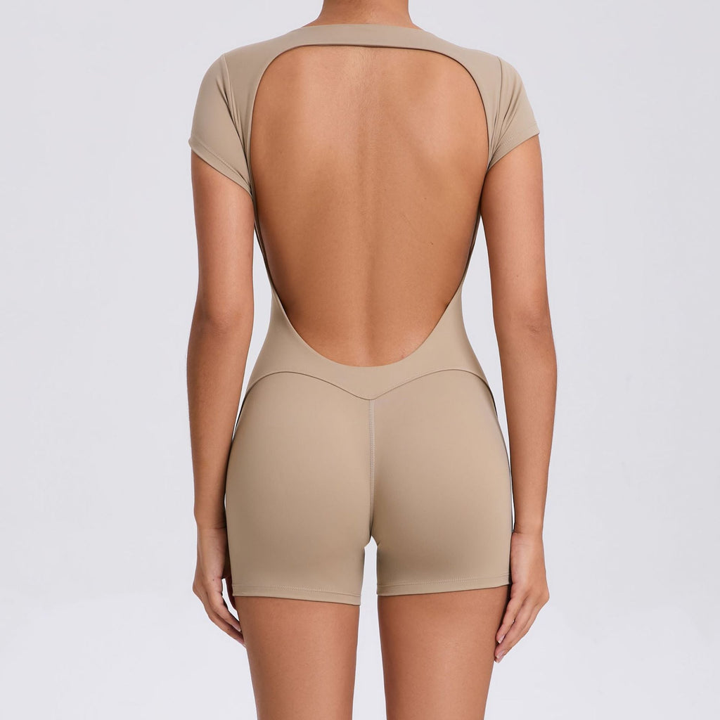Nessa Open Back Romper Stone