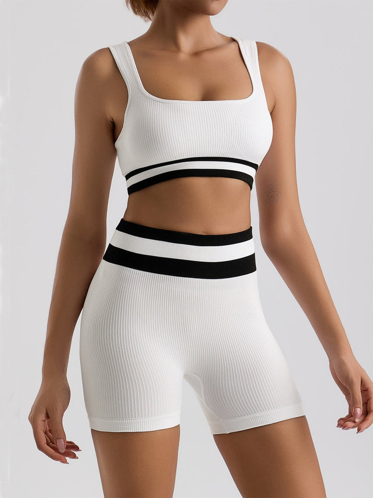 Pamela Ribbed Top & Shorts Set White