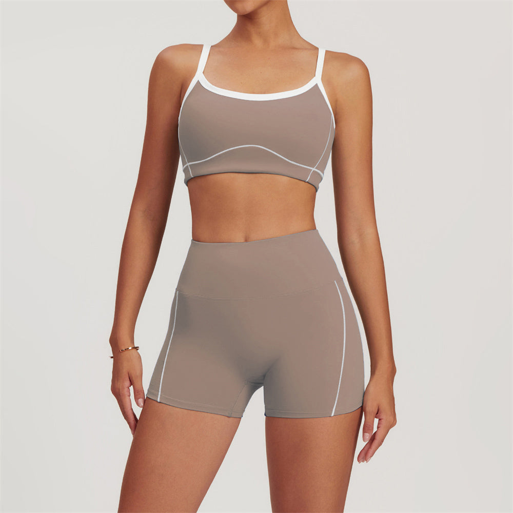 Celeste Panel Crop Top & Shorts Set Mocco
