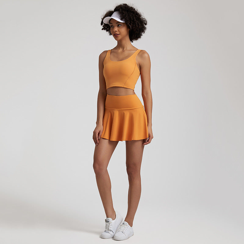 Tennis Crop Top & Skort Set Orange