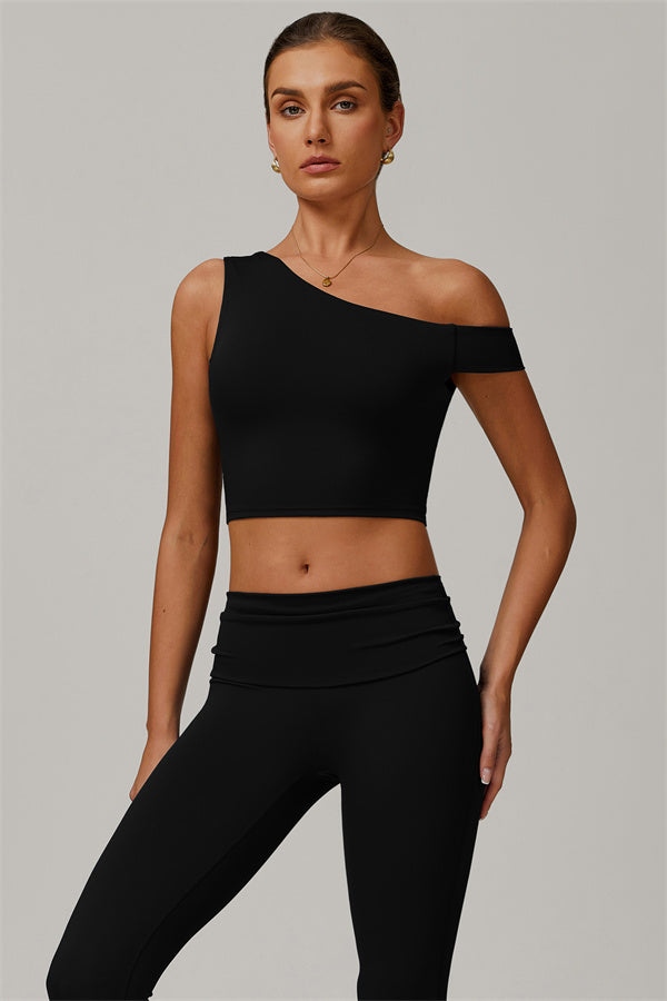 The Pearl Crop Top Leggings 2-Piece Set Black