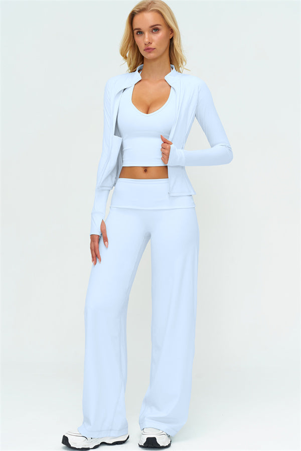 The Twirl Zip Jacket Halter Tank Top Leggings 3-Piece Set