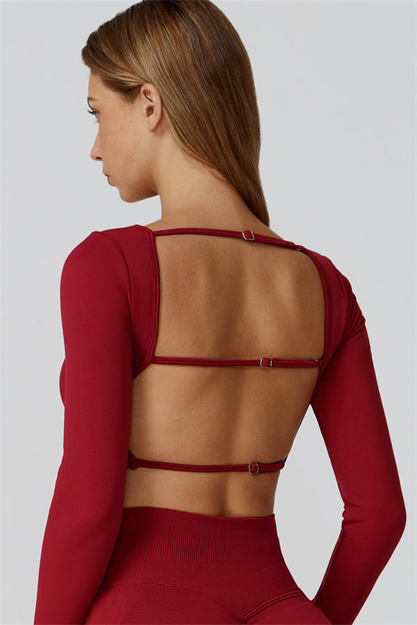 The Reign Long Sleeve Crop Top Red Berry