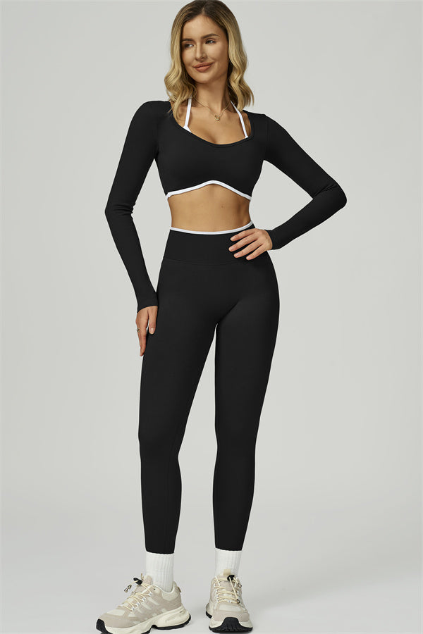 The Prime Line Long Sleeve Crop Top Leggings 2-Piece Set