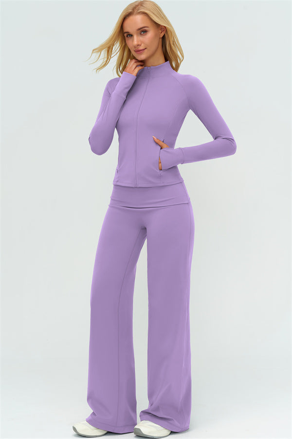 The Twirl Zip Jacket Halter Tank Top Leggings 3-Piece Set