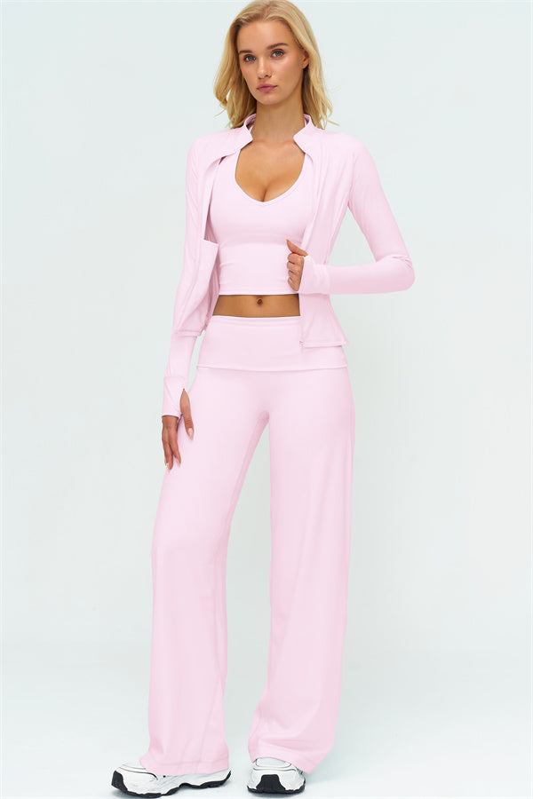 The Twirl Zip Jacket Halter Tank Top Leggings 3-Piece Set