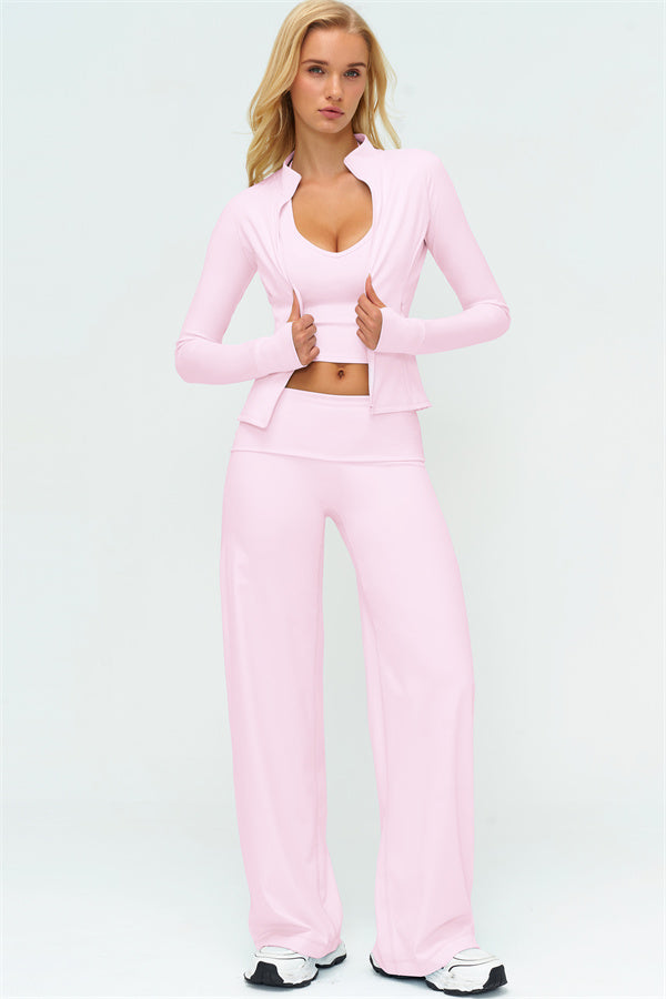 The Twirl Zip Jacket Halter Tank Top Leggings 3-Piece Set