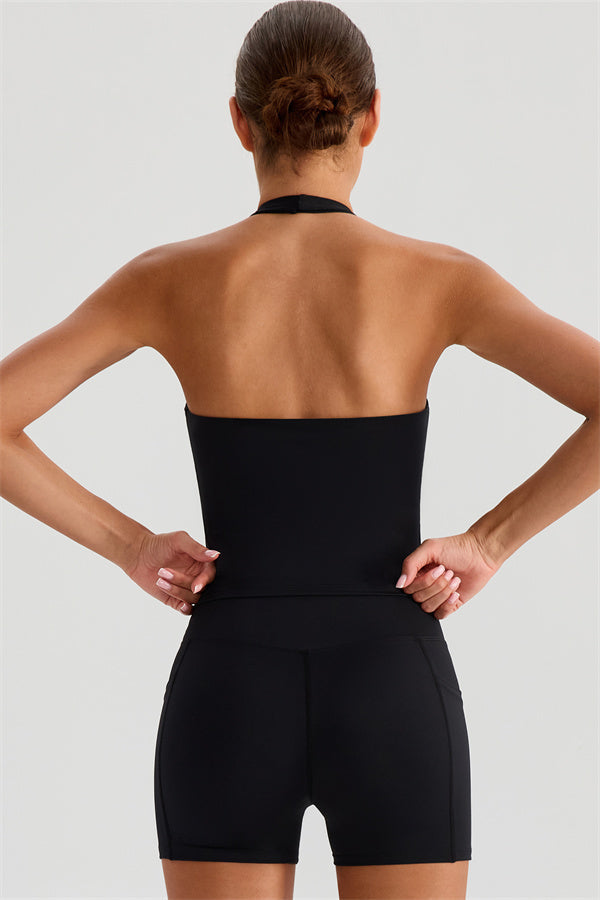 The Glee Halter Tank Top Shorts 2-Piece Set Black