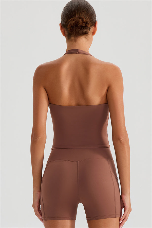 The Glee Halter Tank Top Shorts 2-Piece Set Walnut