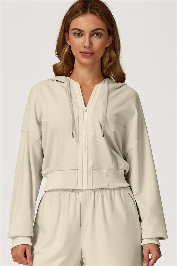 The Glacier Crop Hoodie Almond