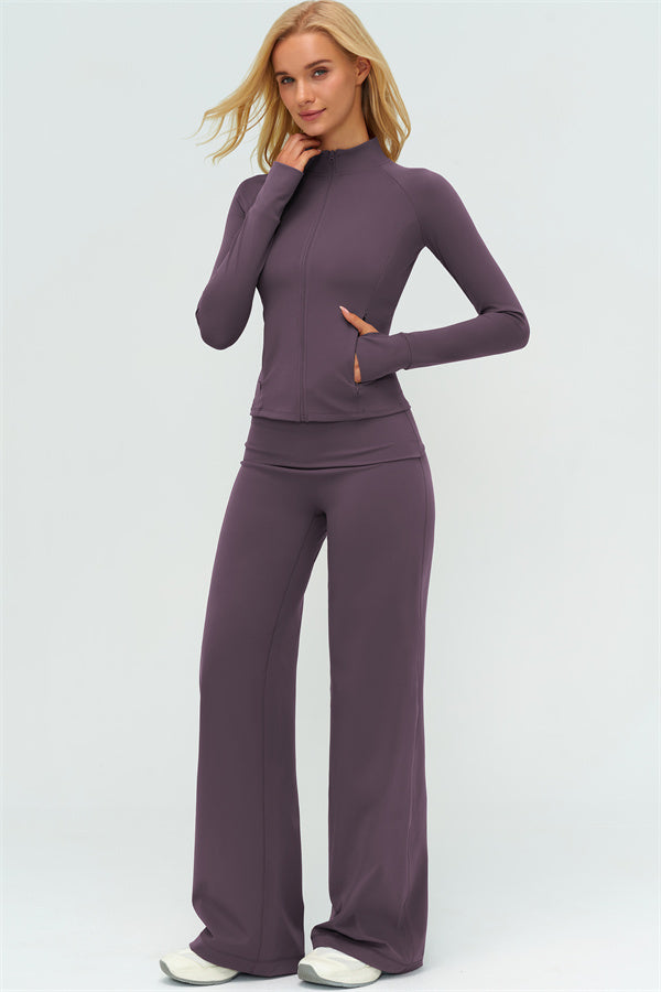 The Twirl Zip Jacket Halter Tank Top Leggings 3-Piece Set