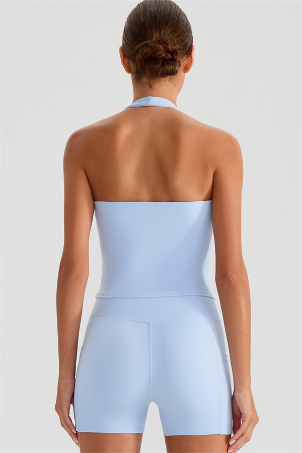 The Glee Halter Tank Top Shorts 2-Piece Set Blue Angel