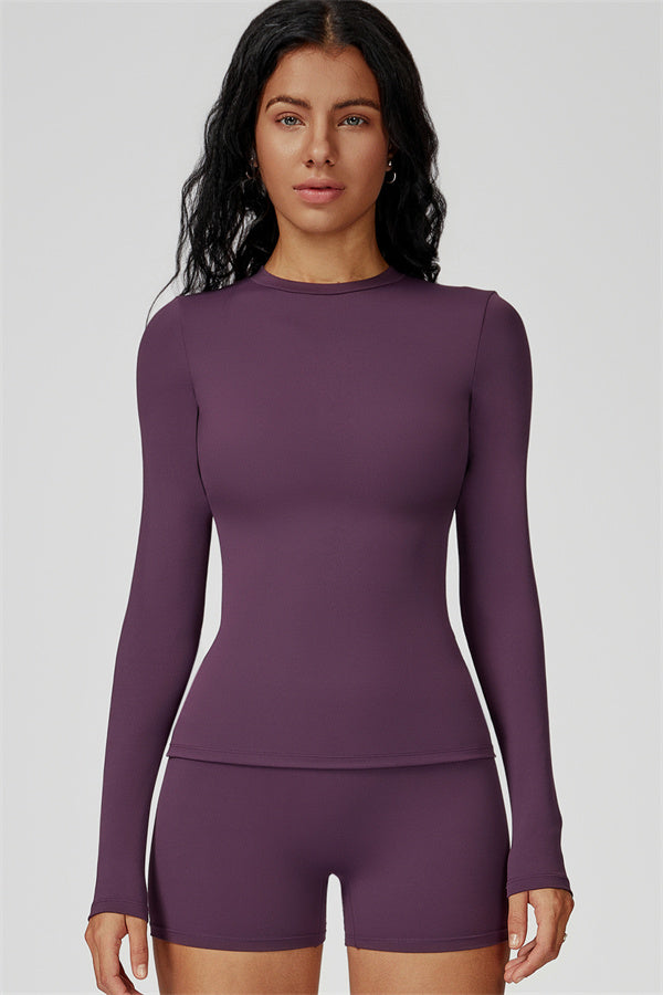 The Oasis Long Sleeve T-shirt Shorts 2-Piece Set Wine Berry