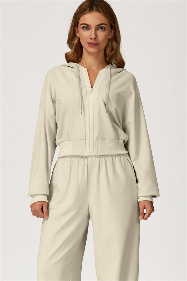 The Glacier Crop Hoodie Pants 2-Piece Set Almond
