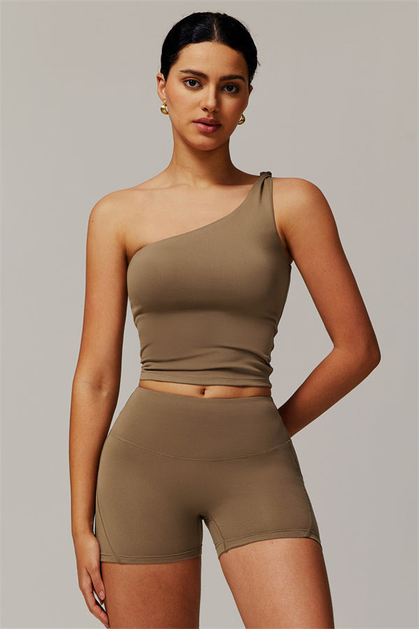 The Luxe One-Shoulder Crop Top Shorts 2-Piece Set