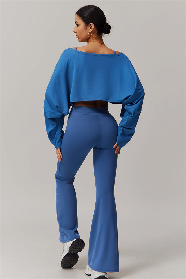 The Resonate Drift Cropped Pullover Flared Leggings 2-Piece Set