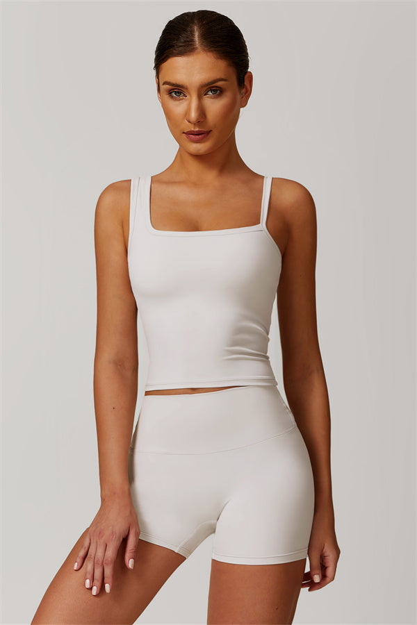 The Flourish Crop Top Shorts 2-Piece Set Pearl White