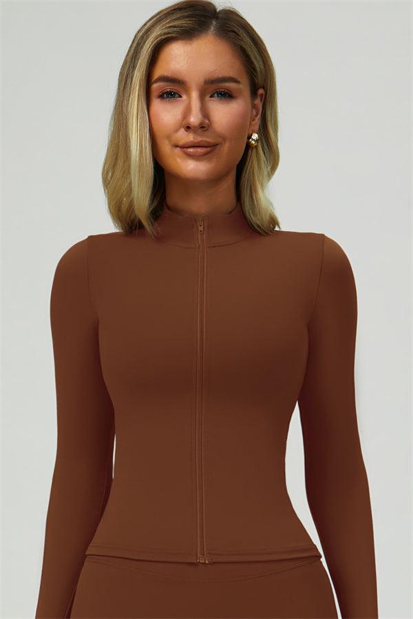 The Nova Longsleeve Zip Jacket Walnut