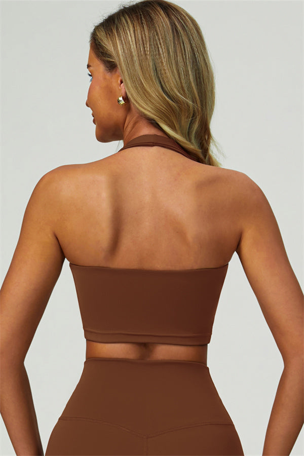 The Seraphine Halter Crop Top Walnut