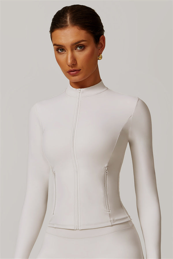 The Refresh Longsleeve Zip Jacket Pearl White