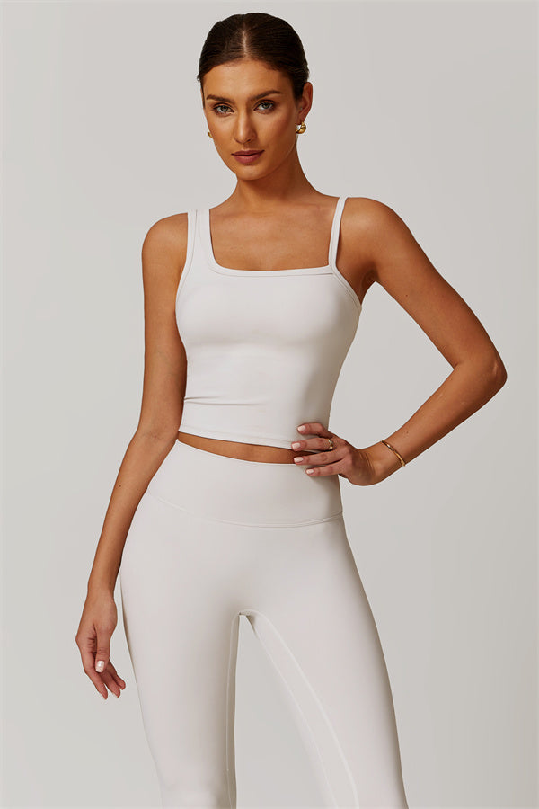 The Flourish Crop Top Leggings 2-Piece Set Pearl White