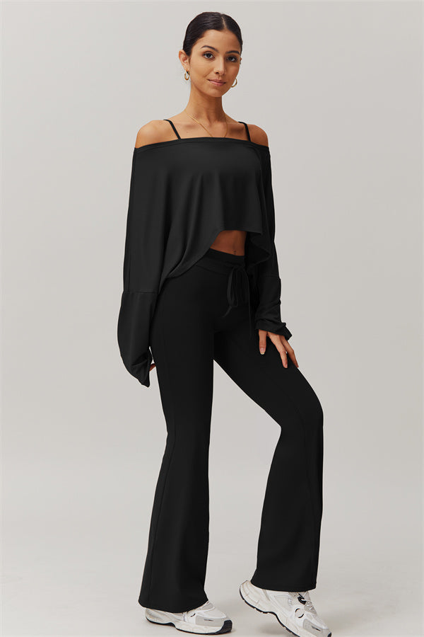 The Resonate Drift Cropped Pullover Flared Leggings 2-Piece Set