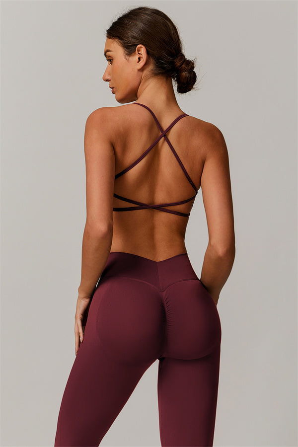 The Nova Luxe Sports Bra Leggings 2-Piece Set Burgundy