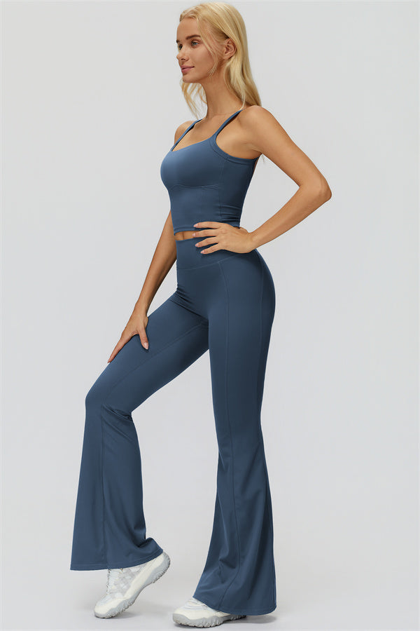 The Fyra Crop Tank Flared Leggings 2-Piece Set