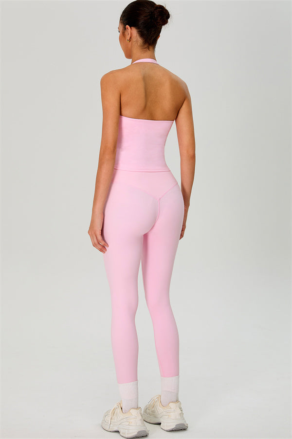 The Solid Halter Tank Top Leggings 2-Piece Set