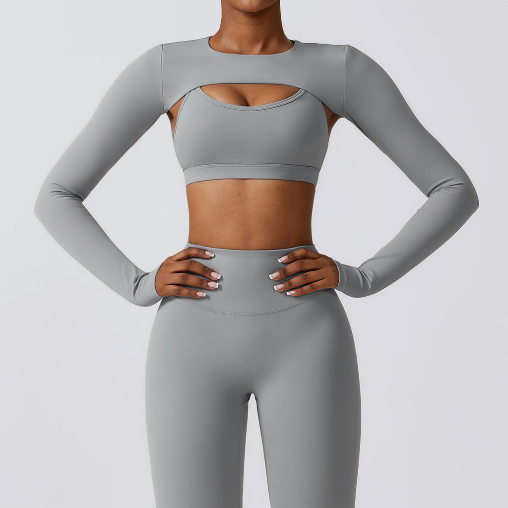 Thea Crop Longsleeve Top Light grey