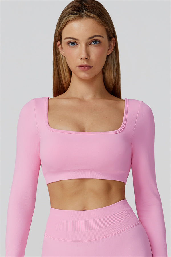 The Reign Long Sleeve Crop Top Magenta