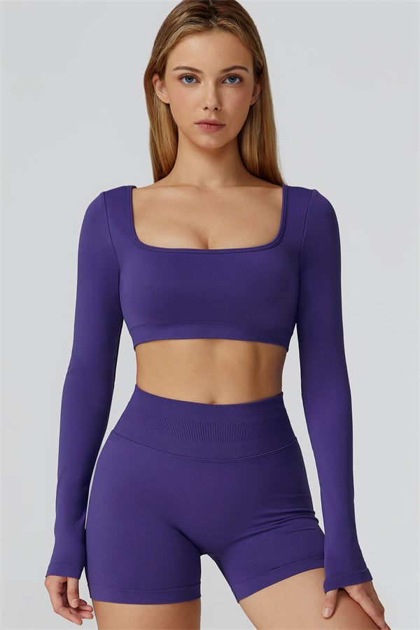 The Reign Long Sleeve Crop Top Shorts 2-Piece Set Butterfly