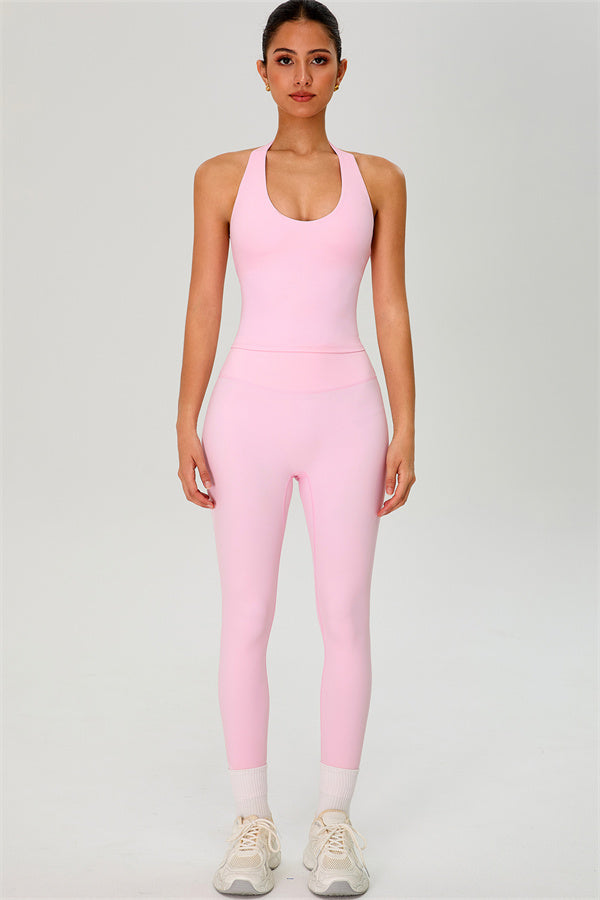 The Solid Halter Tank Top Leggings 2-Piece Set