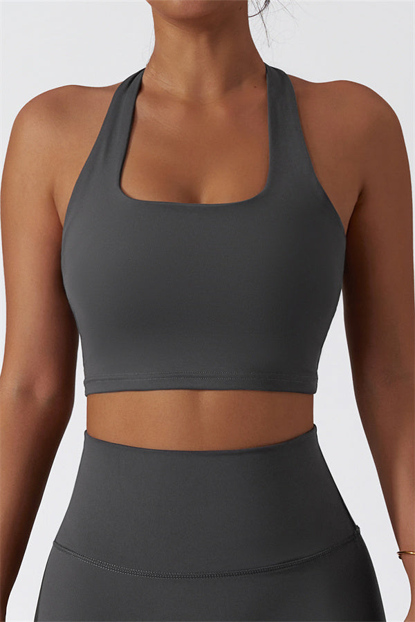 The Seraphine Halter Crop Top Shuttle Grey