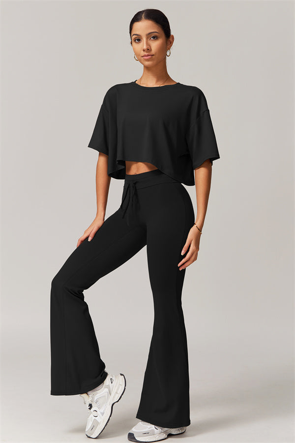 The Resonate T-shirt Flared Leggings 2-Piece Set Black
