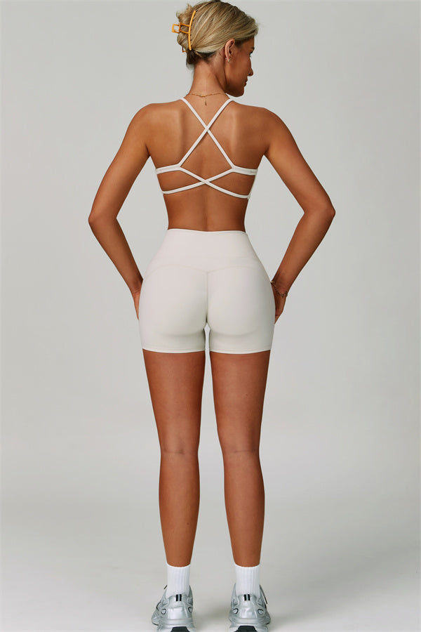 The Bold Cross Back Sports Bra Shorts 2-Piece Set